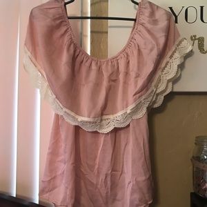 Pink off the shoulder blouse